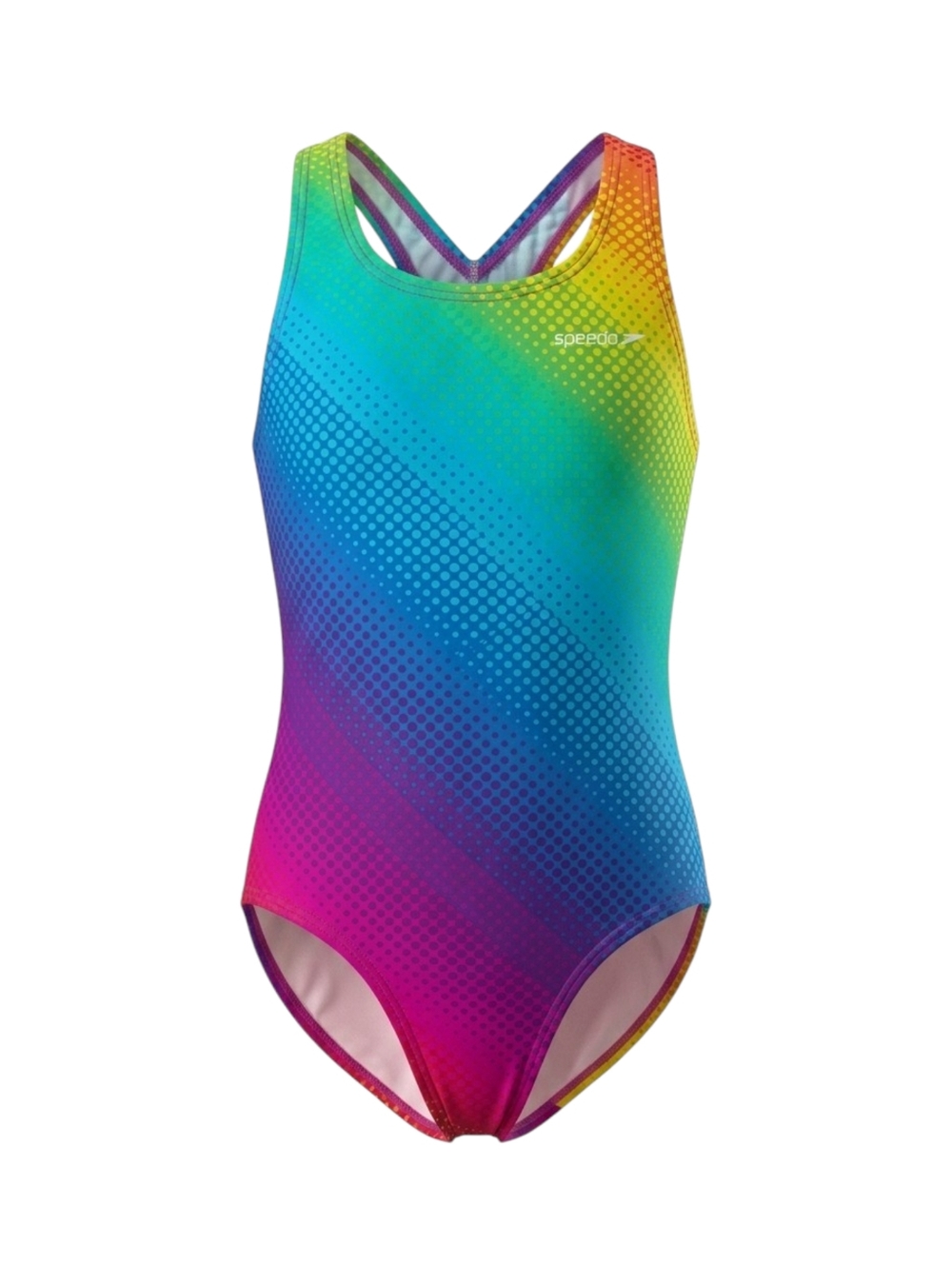 Speedo Kids One Piece Swimsuit Bathing Suit Swim Rainbow Ombre Girls Size 5